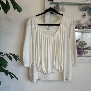 Badgley Mischka Cream Pleated Blouse